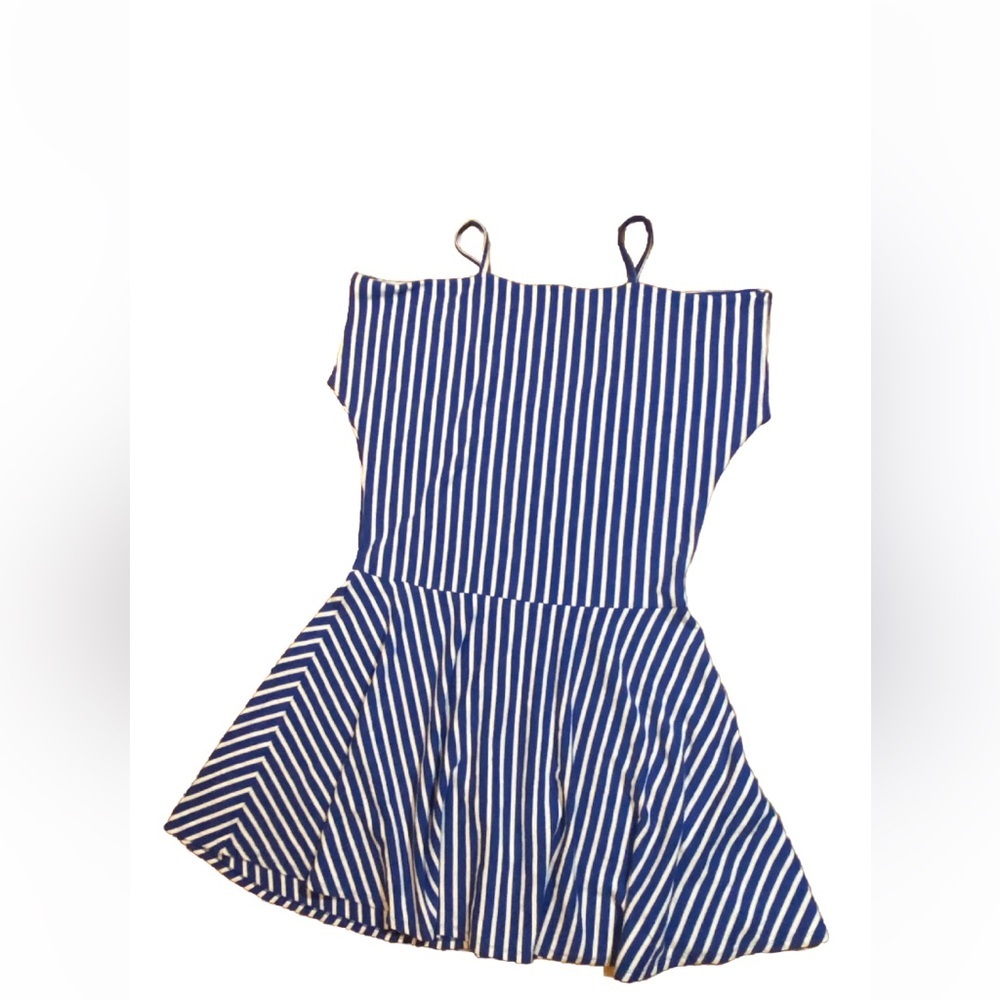 Zara Blue and White Striped Midi Dress